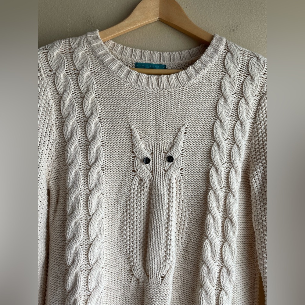 Pim Larkin Women Cream Sweater Shimmer Glitter Size Small - Picture 2 of 8
